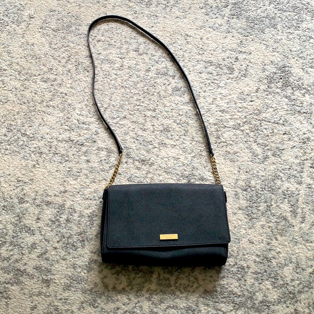 Black leather Kate Spade cross body bag